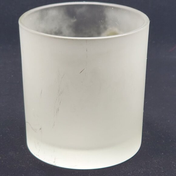 Vintage Votive Candle Holder Frosted Glass with Pewter Roses Design Decorative - Picture 3 of 6